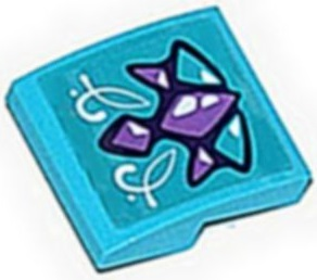 Slope, Curved 2 x 2 x 2/3 with Medium Lavender and Medium Azure Geometric Dragon Scales and White Swirls Pattern (Sticker) - Set 41172