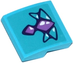 Slope, Curved 2 x 2 x 2/3 with Medium Lavender and Medium Azure Geometric Dragon Scales Pattern (Sticker) - Set 41172