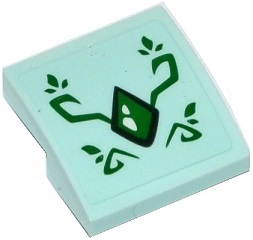 Slope, Curved 2 x 2 x 2/3 with Green Geometric Dragon Scale and Green Swirls Pattern (Sticker) - Set 41176