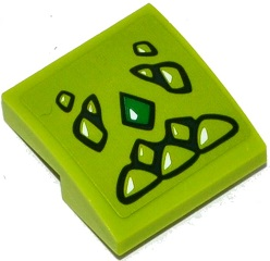 Slope, Curved 2 x 2 x 2/3 with Lime and Green Geometric Dragon Scales Pattern (Sticker) - Set 41176