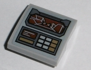 Slope, Curved 2 x 2 x 2/3 with Dark Red Screen and Dark Tan and White Buttons Pattern (Sticker) - Set 75140