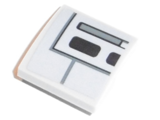 Slope, Curved 2 x 2 x 2/3 with Black Rectangles and Lines Pattern (Sticker) - Set 75140