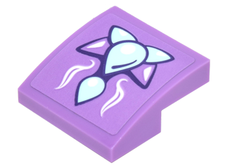 Slope, Curved 2 x 2 x 2/3 with Medium Lavender and Bright Light Blue Geometric Dragon Scales Pattern (Sticker) - Set 41178