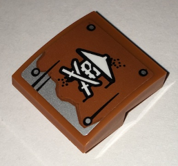 Slope, Curved 2 x 2 x 2/3 with Ninja Skull with Crossed Swords Pattern (Sticker) - Set 70594