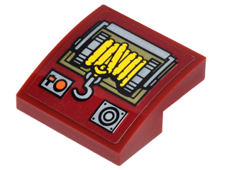 Slope, Curved 2 x 2 x 2/3 with Buttons, Winch with Yellow Rope, and Hook Pattern (Sticker) - Set 70592