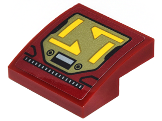 Slope, Curved 2 x 2 x 2/3 with Display with Yellow Shapes on Olive Green Screen Pattern (Sticker) - Set 70592