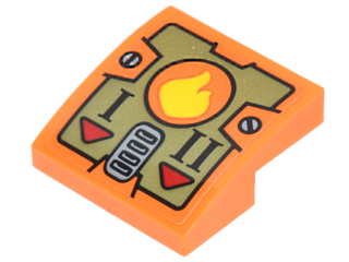 Slope, Curved 2 x 2 x 2/3 with Flame, Red Arrows and 'I' and 'II' on Olive Green Panel Pattern (Sticker) - Set 70592