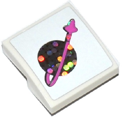 Slope, Curved 2 x 2 x 2/3 with Classic Space Logo with Pink Arrow Pattern (Sticker) - Set 41128