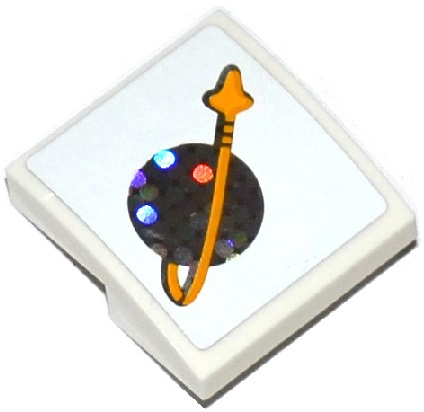 Slope, Curved 2 x 2 x 2/3 with Classic Space Logo with Bright Light Orange Arrow Pattern (Sticker) - Set 41128