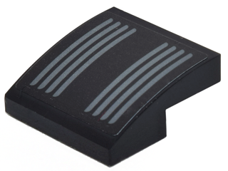 Slope, Curved 2 x 2 x 2/3 with Dark Bluish Gray Vents Facing Right Pattern (Sticker) - Set 70911
