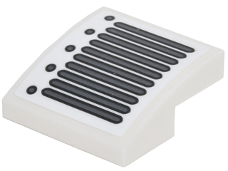 Slope, Curved 2 x 2 x 2/3 with Dark Bluish Gray Vents and Circles Pattern Model Left Side (Sticker) - Set 70911