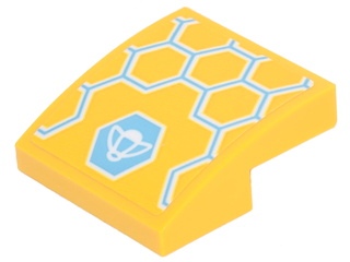 Slope, Curved 2 x 2 x 2/3 with Yellow, Medium Azure and White Honeycomb and Bumblebee Pattern (Sticker) - Set 41234