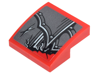 Slope, Curved 2 x 2 x 2/3 with Pearl Dark Gray Armor with Rivets, Scratches and Torn Edge Pattern (Sticker) - Set 70627