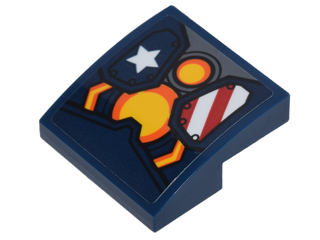 Slope, Curved 2 x 2 x 2/3 with Stars and Stripes Armor Plates and Yellow Circle Arc Reactor Pattern (Sticker) - Set 76077