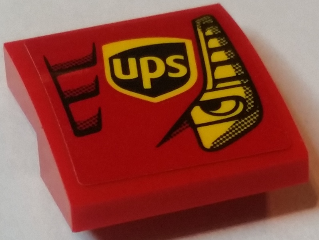 Slope, Curved 2 x 2 x 2/3 with Yellow Eye, ups Logo and Red Vents Pattern Model Left Side (Sticker) - Set 75908