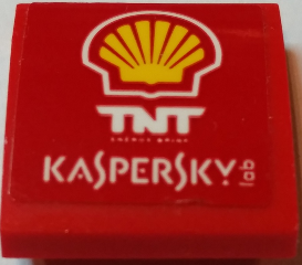 Slope, Curved 2 x 2 x 2/3 with Shell Logo, 'TNT Energy Drink' and 'KASPERSKY lab' Pattern (Sticker) - Set 75913