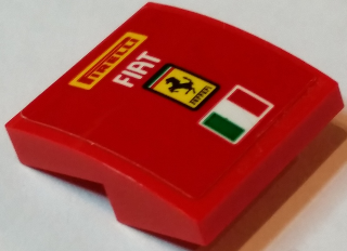Slope, Curved 2 x 2 x 2/3 with 'PIRELLI', 'FIAT', Ferrari Logo and Italian Flag Pattern (Sticker) - Set 75913