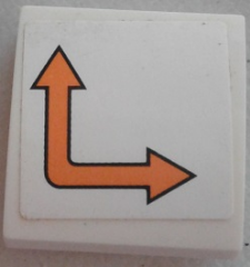 Slope, Curved 2 x 2 x 2/3 with Orange Bent Arrow Double on White Background Pattern Model Left Side (Sticker) - Set 60062