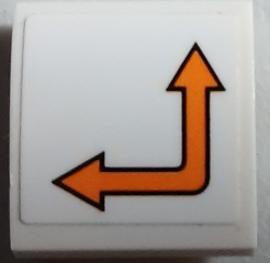 Slope, Curved 2 x 2 x 2/3 with Orange Bent Arrow Double on White Background Pattern Model Right Side (Sticker) - Set 60062