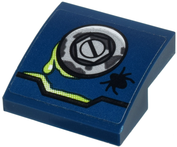 Slope, Curved 2 x 2 x 2/3 with Light Bluish Gray Screw, Lime Liquid and Black Beetle Pattern (Sticker) - Set 70730