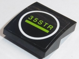 Slope, Curved 2 x 2 x 2/3 with Lime '35STR' in White Circle Pattern (Sticker) - Set 70611