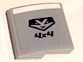 Slope, Curved 2 x 2 x 2/3 with White Stripe and '4x4' Pattern Model Left Side (Sticker) - Set 60148