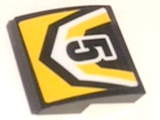 Slope, Curved 2 x 2 x 2/3 with Black Number 5 and Yellow and Black Pattern (Sticker) - Set 60148