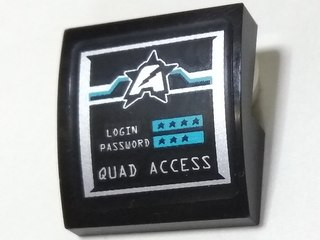 Slope, Curved 2 x 2 x 2/3 with Silver Ultra Agents Logo and 'QUAD ACCESS' Pattern (Sticker) - Set 70165