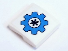 Slope, Curved 2 x 2 x 2/3 with Dark Azure Gear with Dark Blue Flower Pattern (Sticker) - Set 41346