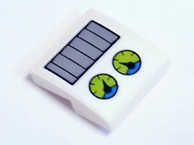 Slope, Curved 2 x 2 x 2/3 with Light Bluish Gray Vent Grille and Two Lime Round Dials Pattern (Sticker) - Set 41346