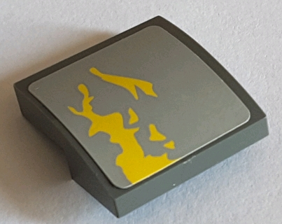 Slope, Curved 2 x 2 x 2/3 with Yellow Dirt Stains on Light Bluish Gray Background Pattern Model Left Side (Sticker) - Set 75060