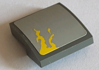 Slope, Curved 2 x 2 x 2/3 with Yellow Dirt Stains on Light Bluish Gray Background Pattern Model Right Side (Sticker) - Set 75060