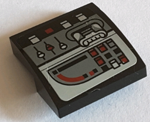 Slope, Curved 2 x 2 x 2/3 with Control Panel Pattern Model Left Side (Sticker) - Set 75060