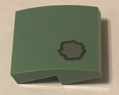 Slope, Curved 2 x 2 x 2/3 with Silver Splotch Pattern (BrickHeadz Boba Fett Helmet Battle Damage)