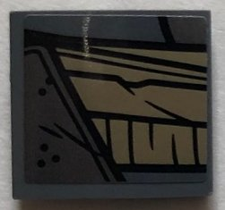 Slope, Curved 2 x 2 x 2/3 with Dark Tan Belt over Pearl Dark Gray Armor Model Right Pattern (Sticker) - Set 76075