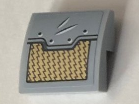 Slope, Curved 2 x 2 x 2/3 with Gold and Light Bluish Gray Panel Pattern (Sticker) - Set 76099