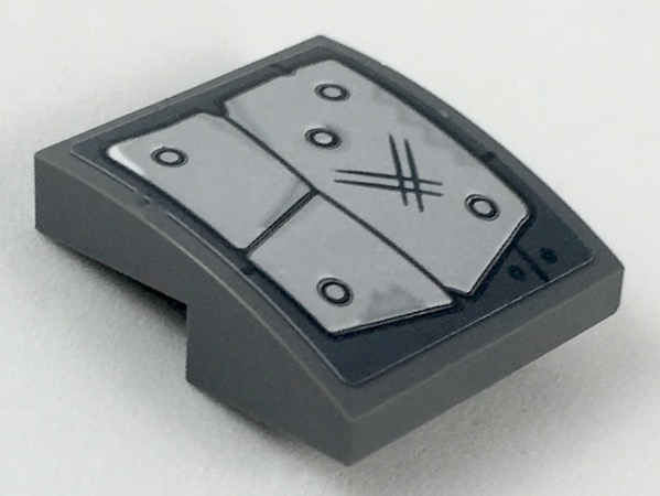 Slope, Curved 2 x 2 x 2/3 with Silver Riveted Plates and Black Scratches Pattern (Sticker) - Set 70827