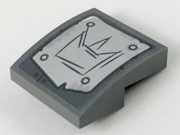 Slope, Curved 2 x 2 x 2/3 with Silver Riveted Plates and Black Scratched Unikitty Head Pattern (Sticker) - Set 70827