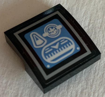 Slope, Curved 2 x 2 x 2/3 with Medium Blue Computer Controls Pattern (Sticker) - Set 70616