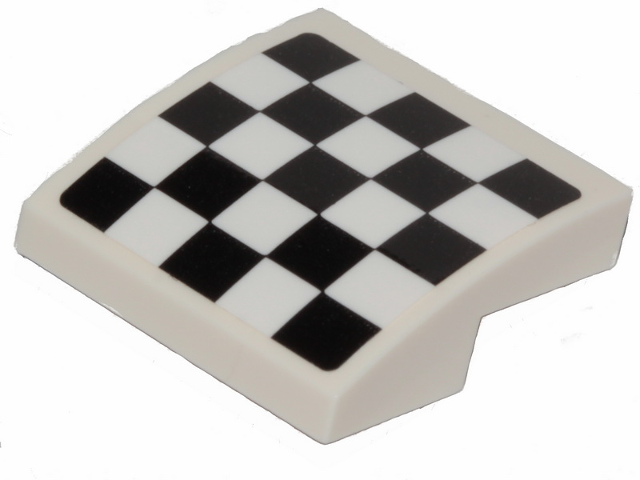 Slope, Curved 2 x 2 x 2/3 with Black and White Checkered Pattern (Sticker) - Set 31094