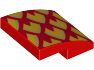 Slope, Curved 2 x 2 x 2/3 with Gold and Orange Dragon Scales, Pointed Left Pattern
