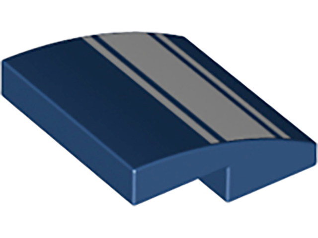 Slope, Curved 2 x 2 x 2/3 with Three White Stripes Pattern