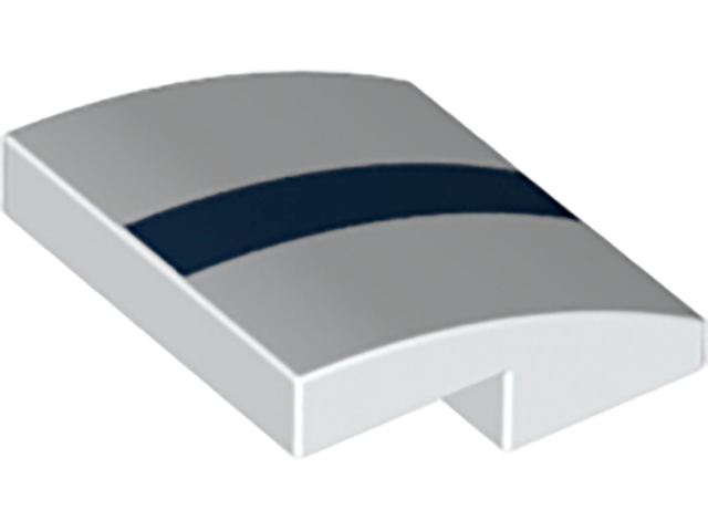 Slope, Curved 2 x 2 x 2/3 with Dark Blue Stripe Pattern (Ford Mustang)