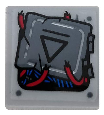 Slope, Curved 2 x 2 x 2/3 with Dark Bluish Gray Electric Panel, Red and Blue Wires Pattern (Sticker) - Set 76113