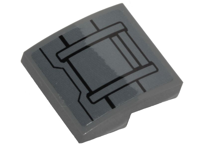 Slope, Curved 2 x 2 x 2/3 with Black Ace TIE Interceptor Hull Plates Pattern (Sticker) - Set 75242