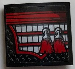 Slope, Curved 2 x 2 x 2/3 with Red Sash, Silver and Red Armor, and 2 Red Tassels Pattern Model Left Side (Sticker) - Set 70669