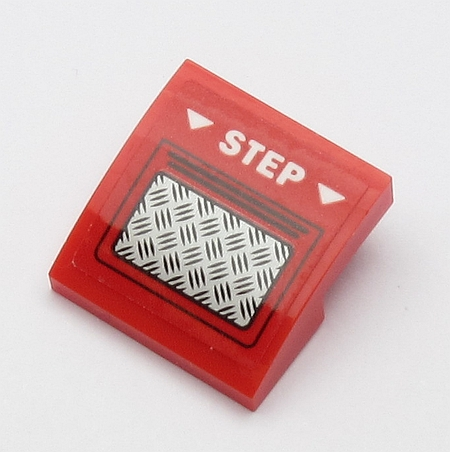 Slope, Curved 2 x 2 x 2/3 with White 'STEP', White Arrows and Silver Tread Plate Pattern (Sticker) - Set 60161