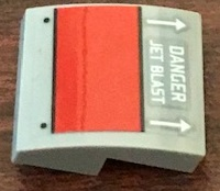 Slope, Curved 2 x 2 x 2/3 with Red Rectangle and 'DANGER JET BLAST' Pattern (Sticker) - Set 76127