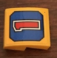 Slope, Curved 2 x 2 x 2/3 with Red Number '1' on Blue Background Pattern (Sticker) - Set 21311