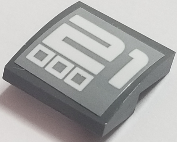 Slope, Curved 2 x 2 x 2/3 with '21' and Three White Square Outlines on Light Bluish Gray Background Pattern (Sticker) - Set 70615